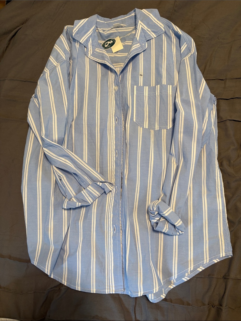 Aeropostale Light Blue & White Striped Button-Down Shirt XS